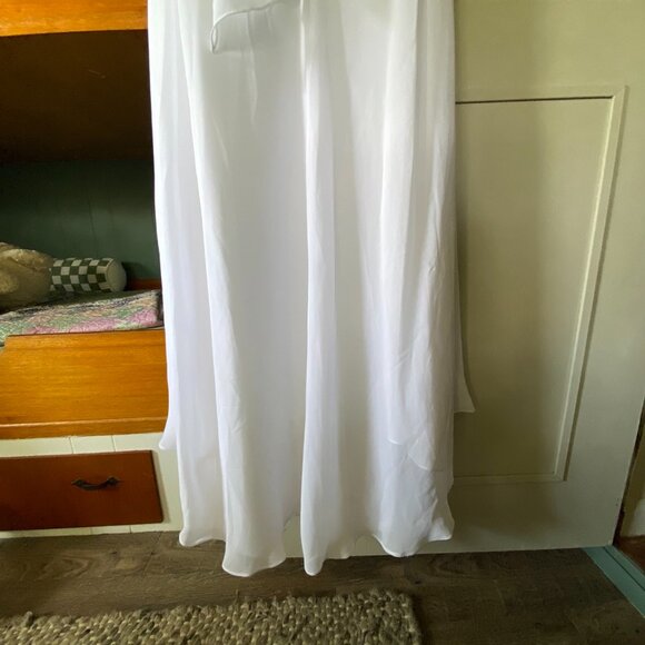 NWT Davids Bridal Halter Chiffon Wedding Dress Size 6 Empire Waist Sweetheart - Picture 5 of 16